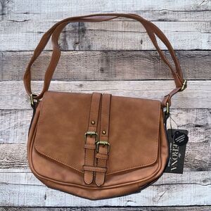 NWT Merona Faux Leather Crossbody Messenger Bag in Butternut